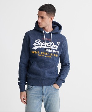 Superdry Sweat Ing Shop Tri Férfi Kapucnis Pulóver Kék | ZUDJP1627